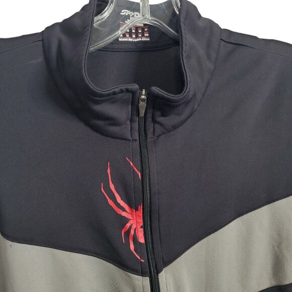 Spyder Mens XXL Jacket Black Gray 1/4 Zip Pullover Long Sleeve Black Gray - Picture 7 of 9